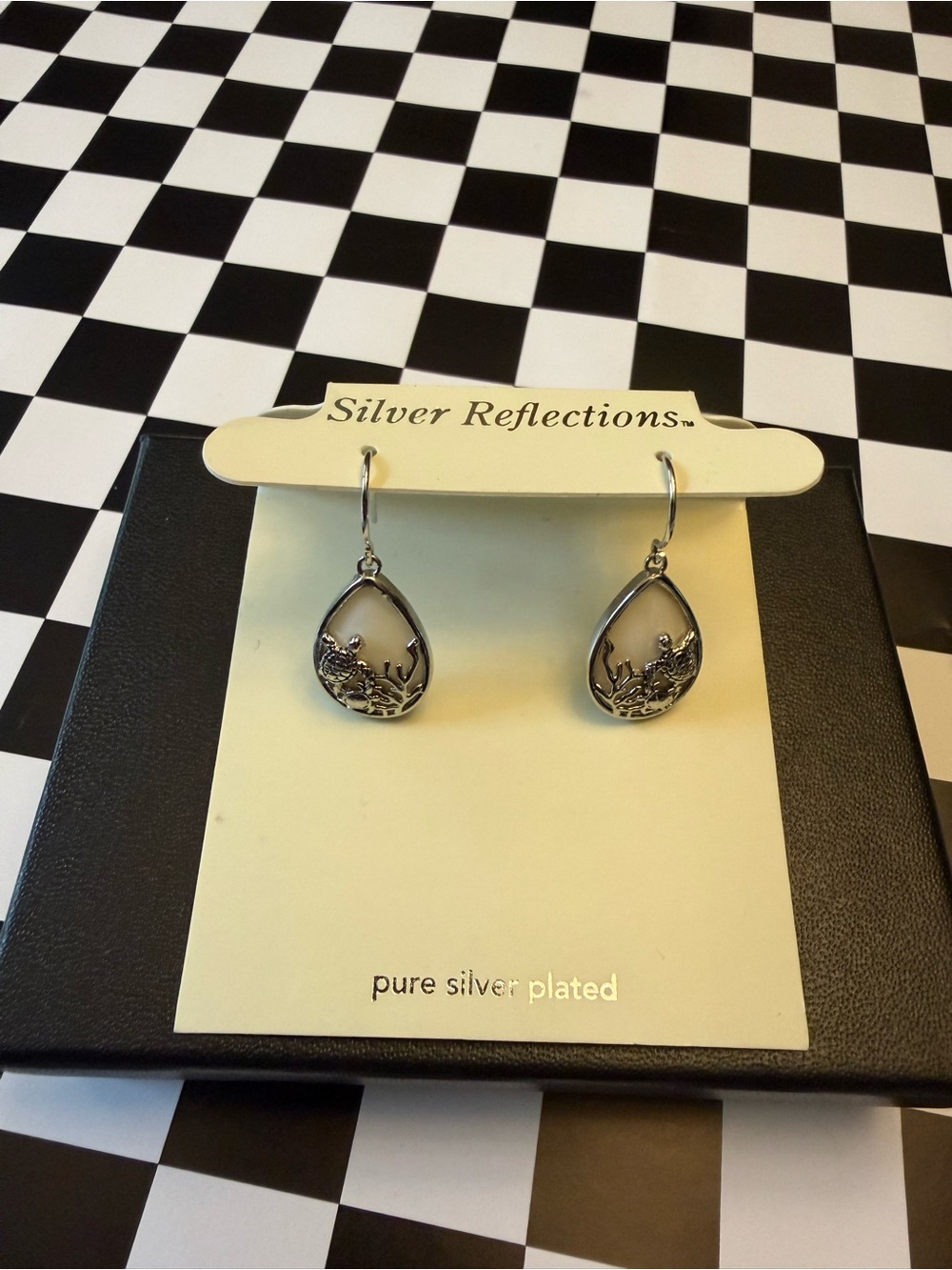 Pure Silver Plated Earrings with turtles